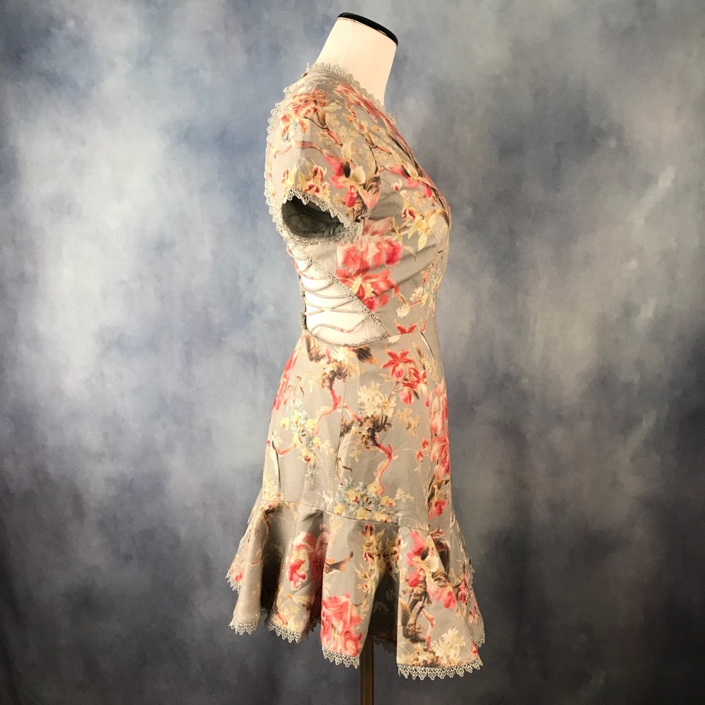 Mercer Flutter Cutout Back Floral Print Dress Blue - Picture 6 of 6